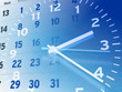Illustration: Kalender und Uhr, blau Kalender und Uhr, blau