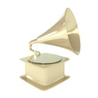 Golden Gramophone Isolated on White