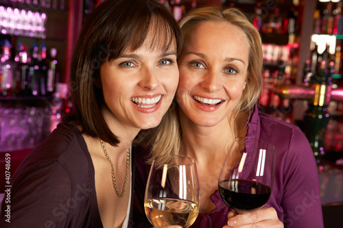 Foto: Two Women Enjoying Drink Together In Bar Two Women Enjoying Drink Together In Bar