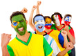 Latinamerican team with arms up