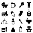 Baby icon set in black