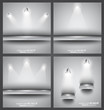 4 shop front shelves with LED spotlights