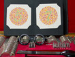 Photo: optometry lens, eyeglasses and color blind test optometry lens, eyeglasses and color blind test