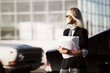 Young businesswoman on a city street