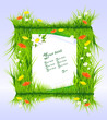 Frame Invitation - Letter in grass with field flowers