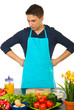 Confused man in kitchen
