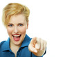 Pretty blonde woman invites you to do something