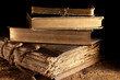 Antique books stacked