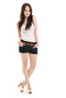 The girl in shorts standing