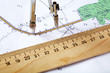 Topographic map of district with measuring instrument Topographic map of district with measuring instrument