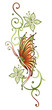 Ranke, flora, Blume, Blüte, Schmetterling, grün, rot Ranke, flora, Blume, Blüte, Schmetterling, grün, rot