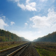 railroad in fog to horizon railroad in fog to horizon