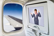 monitor and a window on the plane..