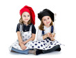 twins cook chef in white background