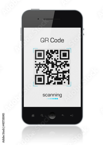 Illustration: Mobile Smart Phone Showing QR Code Scanner Mobile Smart Phone Showing QR Code Scanner
