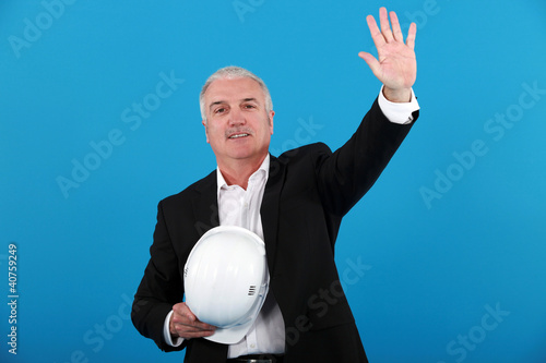 Photo: Architect making stop gesture Architect making stop gesture