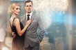 Retro couple in luxury interior.