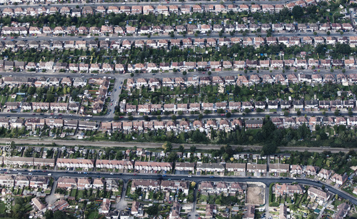 Photo: Aerial view of suburban neighborhood Aerial view of suburban neighborhood