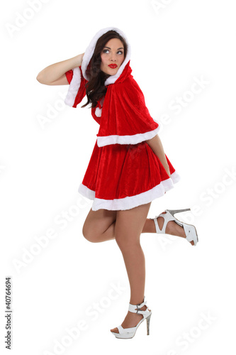 Photo: Sexy brunette dressed in festive costume Sexy brunette dressed in festive costume