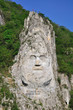 Decebal's head carved in rock in the Iron Gates