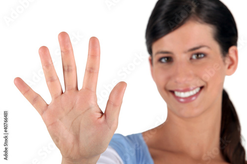 Photo: Woman holding out hand Woman holding out hand