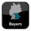 Glossy Button schwarz - Deutschlandkarte: Bundesland Bayern