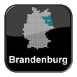 Glossy Button schwarz - Deutschlandkarte: Bundesland Brandenburg