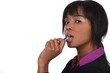 A thoughtful black businesswoman.