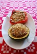 Stuffed peppers and zucchini filled with minced tofu with herbs Stuffed peppers and zucchini filled with minced tofu with herbs