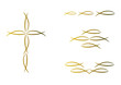 Abstraktes Symbolset: Fische (Gold)