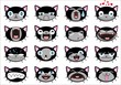 Set of 16 smiley kitten faces