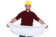 Smiling engineer with plans