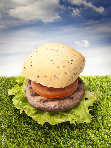 Photo: sandwich with hamburger sandwich with hamburger
