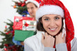 Excited couple at Christmas