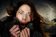 screaming woman with lightning