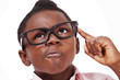 Scheming kid face closeup