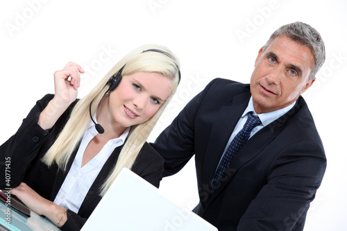 Photo: Telemarketer and sales manager Telemarketer and sales manager