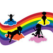 cartoon silhouettes children