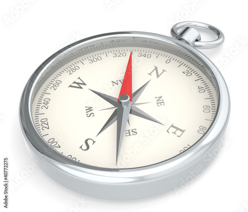 Illustration: Compass. Metal Compass on white background. Compass. Metal Compass on white background.