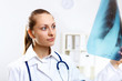 Friendly doctor in medical office