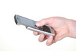 female white hand handling mobile phone