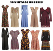 10 beautiful Dresses isolated - Vintage look