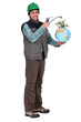Plumber holding globe Plumber holding globe