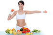 canvas print picture - Woman in gym-wear stood with vegetables