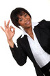 Afro-American businesswoman making an OK sign