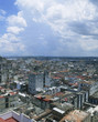 Aerial view of apartment buildings in city