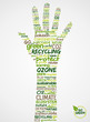 Vector: Go Green. Hand with words cloud about environmental conservation Go Green. Hand with words cloud about environmental conservation
