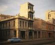 Decaying buildings on city street