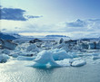 Glaciers floating on arctic water