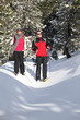Couple snow-shoeing